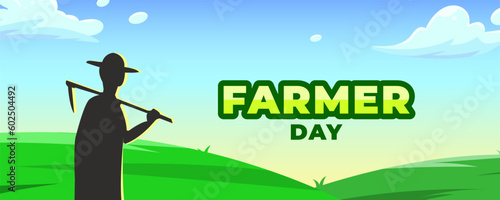Farmer Day on 24 June Banner Background. Horizontal Banner Template Design. Vector Illustration
