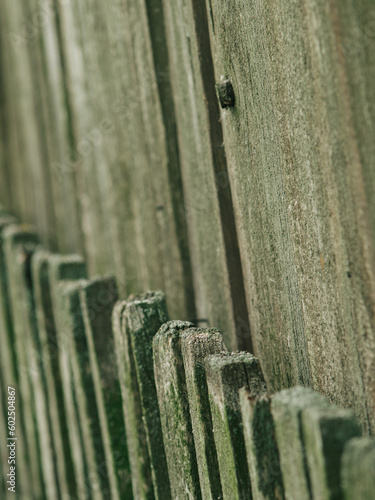 old wooden fence, old boards on the fence, texture of old wood. Old fence.