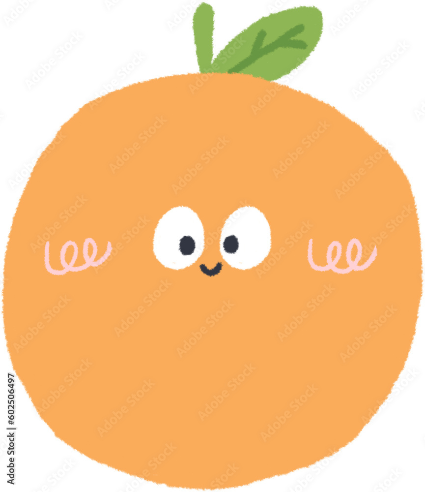 Obraz premium Cute and Funny Kawaii Orange fruit