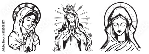 Our Lady Madonna, virgin Mary vector illustration.