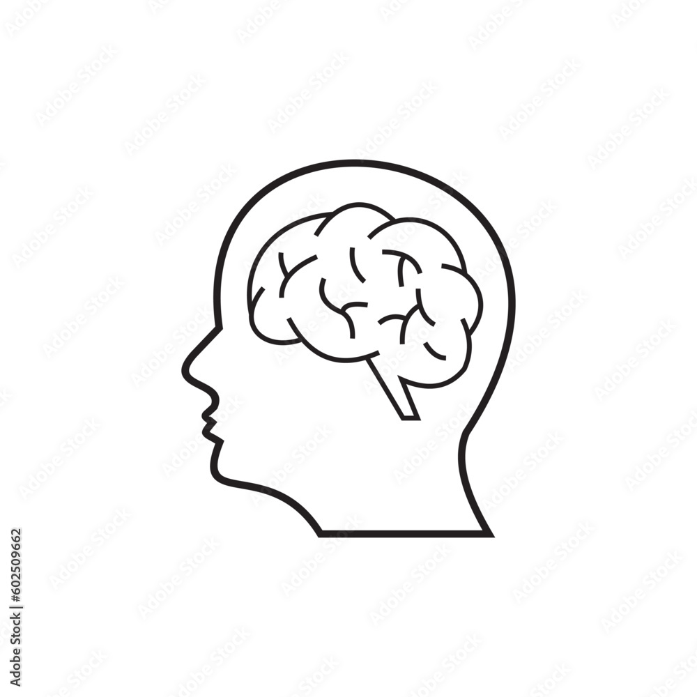 Human head with brain icon Human head with brain icon