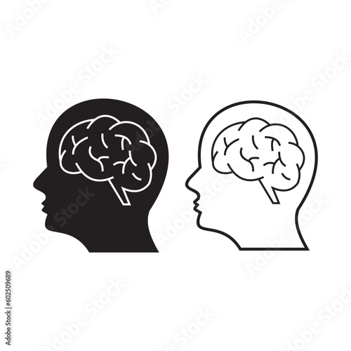 Wallpaper Mural Human head with brain set icon Torontodigital.ca