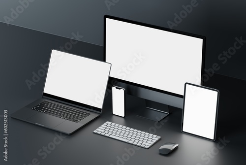 Принти на полотні Responsive Web Design and website Mockup, Devices Mock up, Smartphone desktop ta