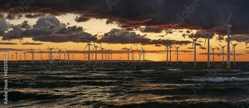 Obraz na płótnie Offshore wind farms - Energy from the future w salonie