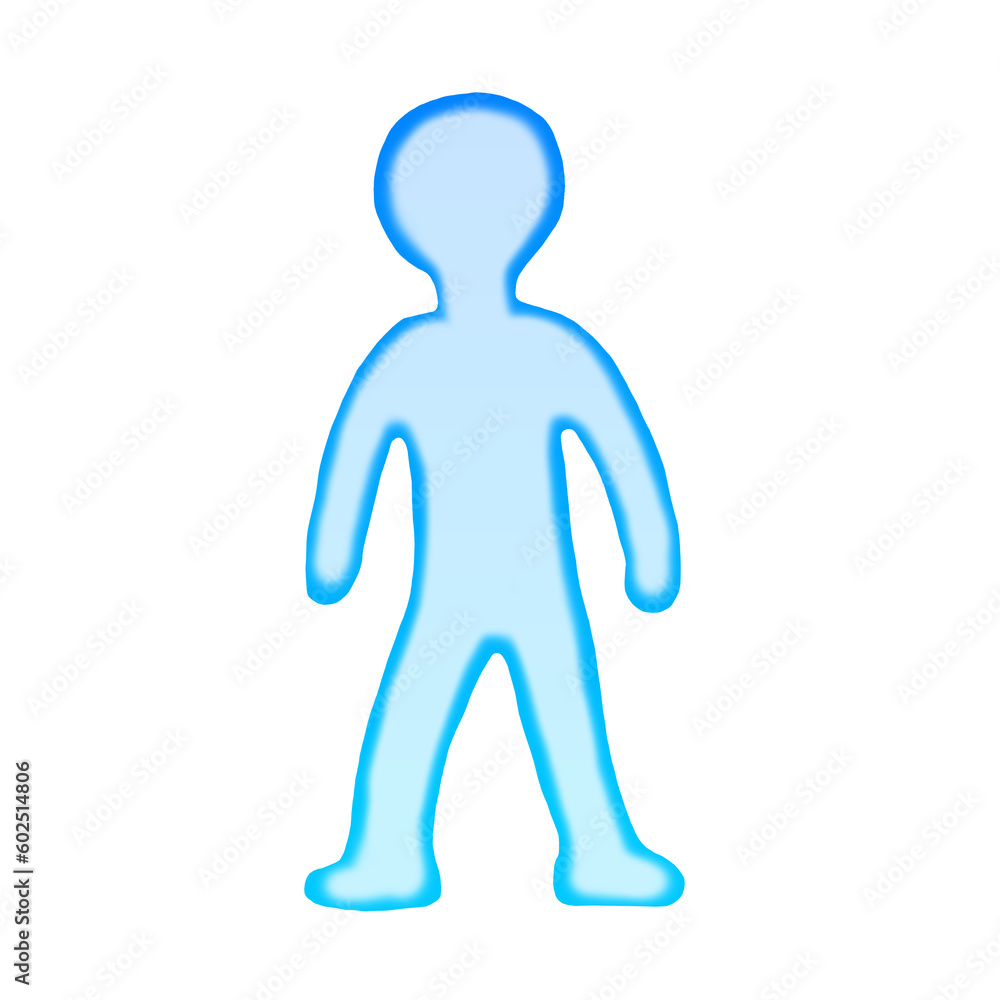 Blue watercolor illustration of human figure