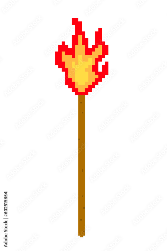Pixel Art Flaming Wooden Sticks Pixel Art Flaming Wooden Sticks