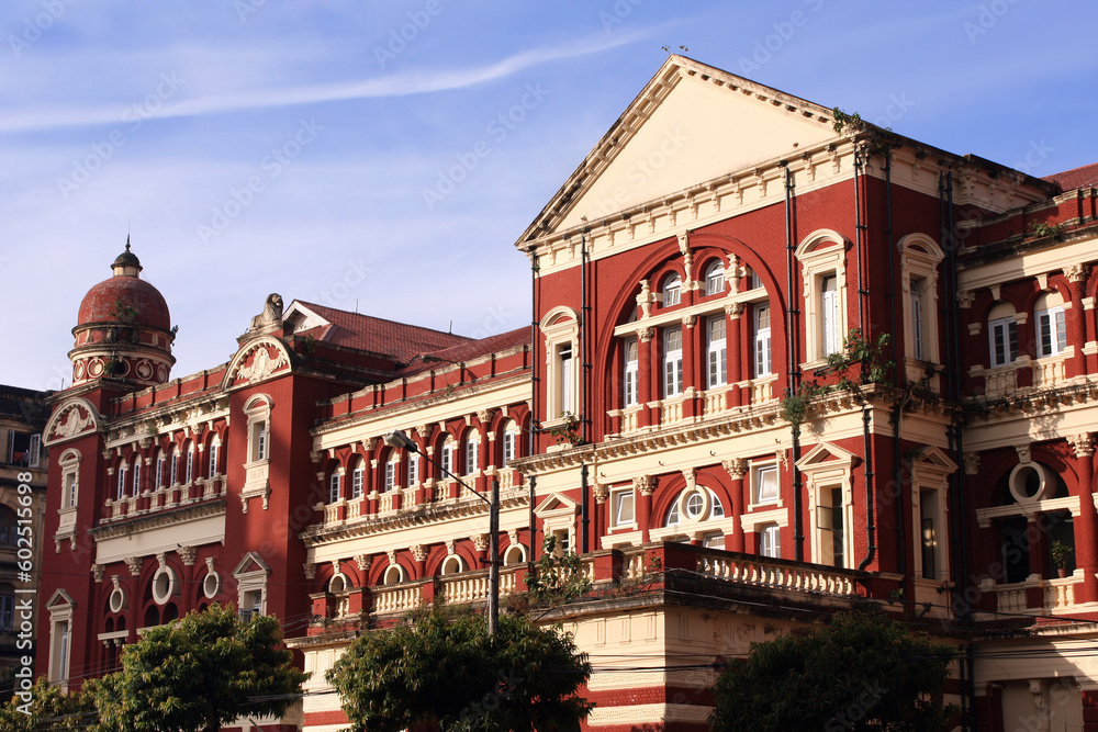 High Court building, Yangon, Myanmar (Burma). Architecture of British colonial era