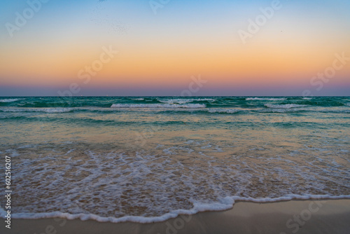 nature sunset at beach. nature sunset with mediterranean sea. nature sunset seascape.