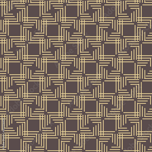Geometric abstract pattern. Geometric modern brown and golden ornament. Seamless modern background