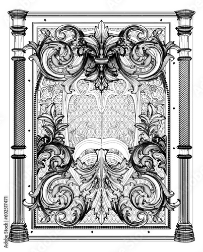 Antique Wall Panel Frame Vector. Illustration Isolated On White Background. A Vector Illustration Of Antique Wall Panel.