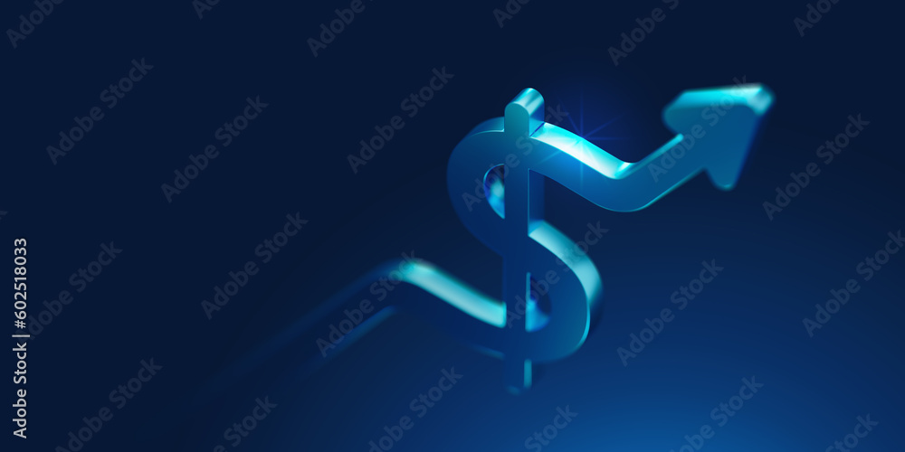 Growth dollar financial currency 3d sign on business money market ...