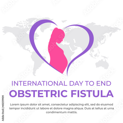 International Day to End Obstetric Fistula Vector Illustrations with pregnant woman, as a banner, social media post, poster or template