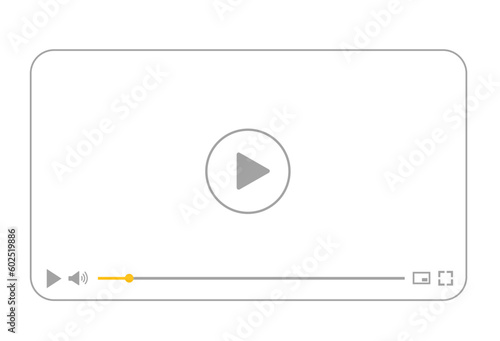 Multimedia video player with play button Multimedia video player with, play video online window with navigation icons, video streaming on internet, modern social media video player interface template.