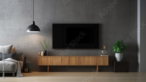 Modern Living Room Background. Contemporary Interior Design. Generative AI. photo
