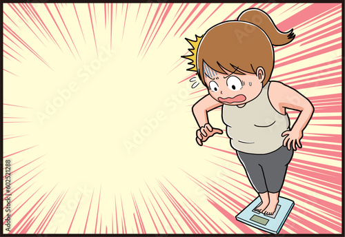 自分の体重に驚く女性