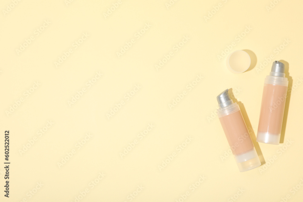 Concept of cosmetic and make up accessories - foundation, space for text Concept of cosmetic and make up accessories - foundation, space for text