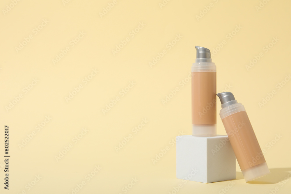 Concept of cosmetic and make up accessories - foundation, space for text Concept of cosmetic and make up accessories - foundation, space for text