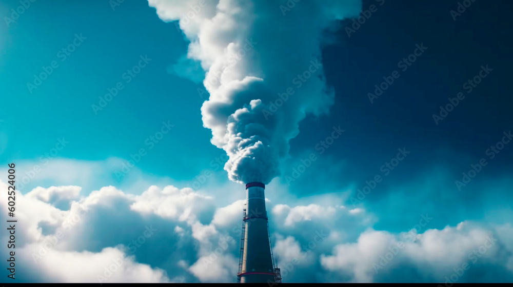 Generative Ai. smoke billows out of a chimney on a cloudy day . Generative Ai. smoke billows out of a chimney on a cloudy day .