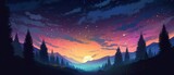 forest at the night time, starry nightม, wallpaper background, Generative AI