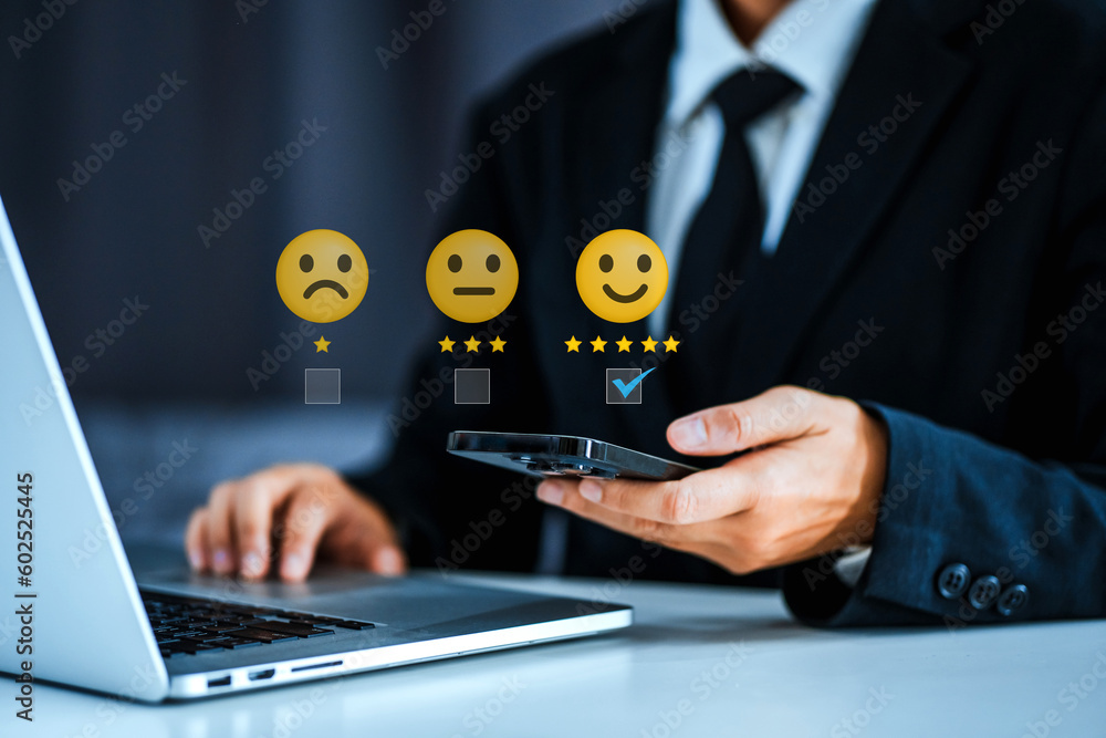 Customer Satisfaction Survey concept, 5-star satisfaction,service experience rating,ISO certification and standardization concept., satisfaction feedback review, good quality most. Customer Satisfaction Survey concept, 5-star satisfaction,service experience rating,ISO certification and standardization concept., satisfaction feedback review, good quality most.