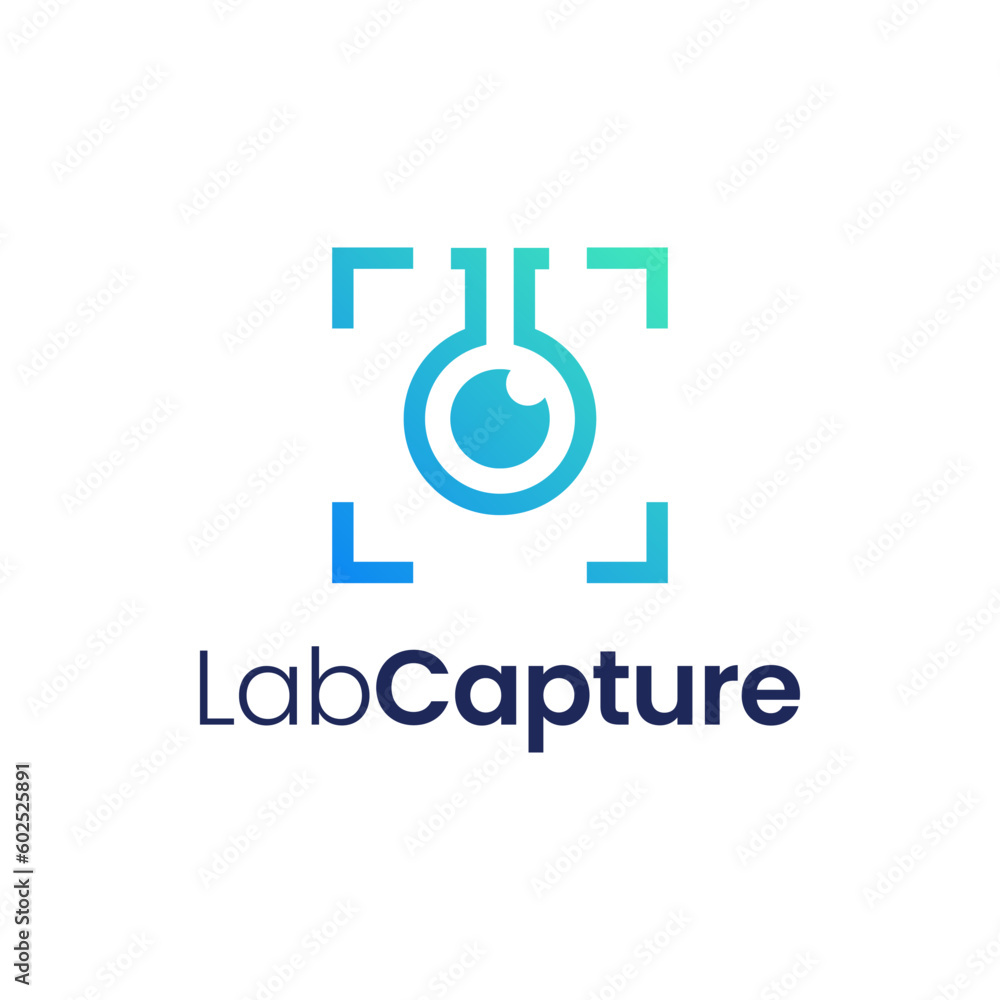 Modern logo combination of photo frame and test tube. It is suitable for use as a monitoring lab logo. Modern logo combination of photo frame and test tube. It is suitable for use as a monitoring lab logo.