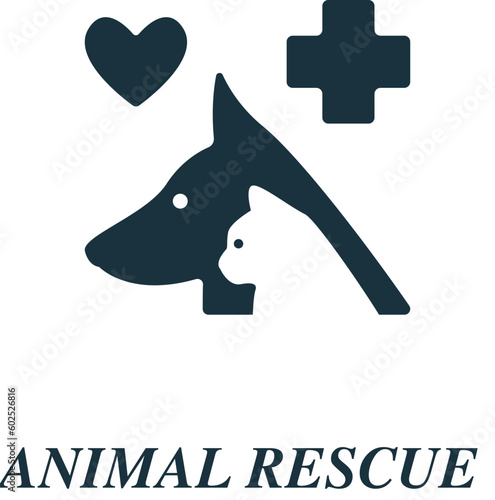 Animal rescue icon. Monochrome simple sign from charity and non-profit collection. Animal rescue icon for logo, templates, web design and infographics.