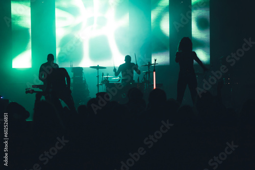 Fototapeta Naklejka Na Ścianę i Meble -  Crowd at concert and blurred stage lights.