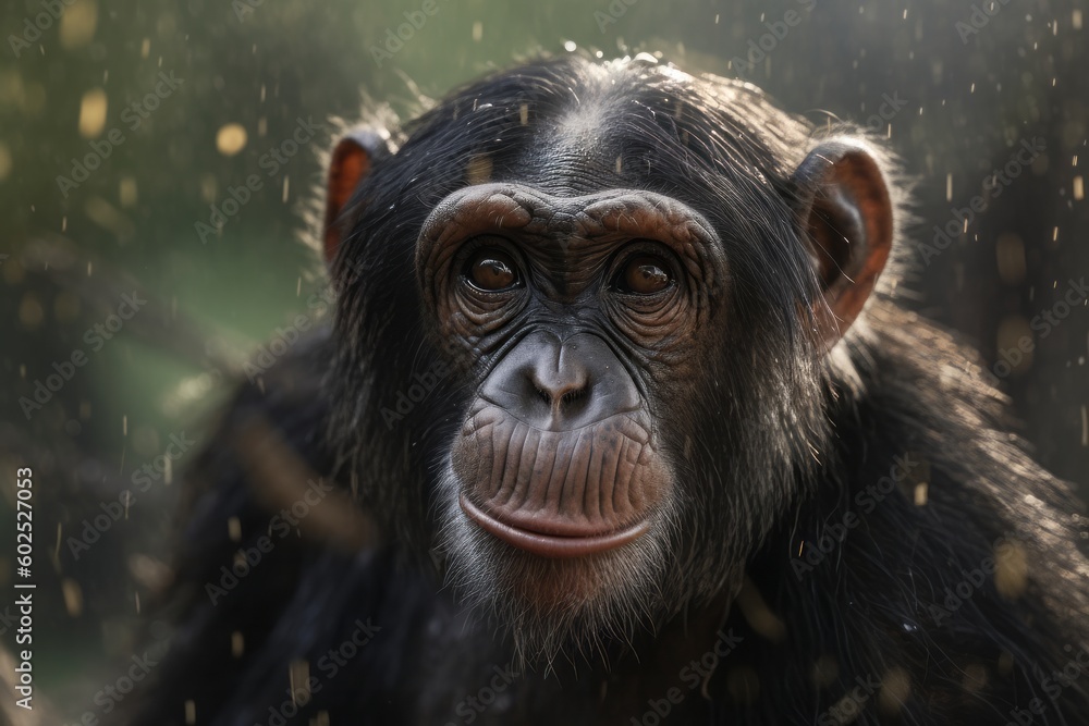 Cute chimpanzee showcasing its curiosity. Generative AI