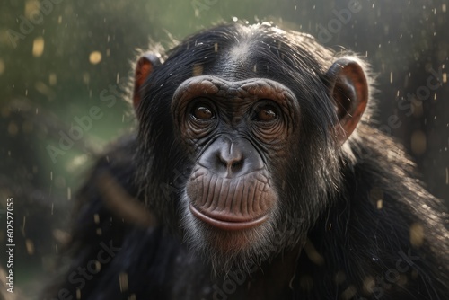 Cute chimpanzee showcasing its curiosity. Generative AI