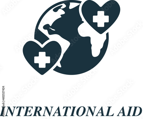 International aid icon. Monochrome simple sign from charity and non-profit collection. International aid icon for logo, templates, web design and infographics.