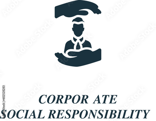 Corporate social responsibility icon. Monochrome simple sign from charity and non-profit collection. Corporate social responsibility icon for logo, templates, web design and infographics.