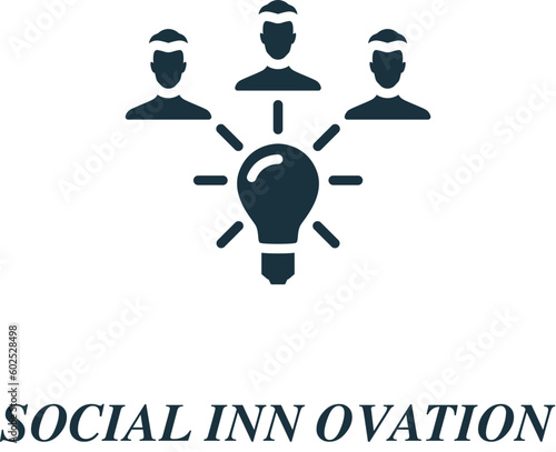 Social innovation icon. Monochrome simple sign from charity and non-profit collection. Social innovation icon for logo, templates, web design and infographics.