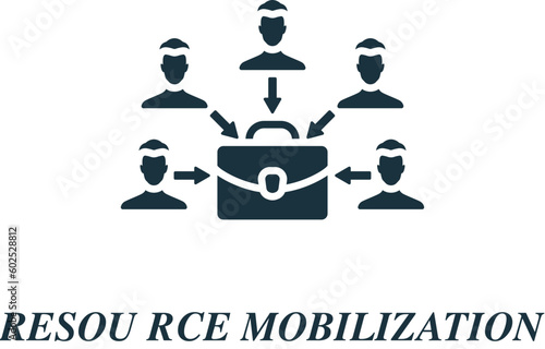 Resource mobilization icon. Monochrome simple sign from charity and non-profit collection. Resource mobilization icon for logo, templates, web design and infographics. photo