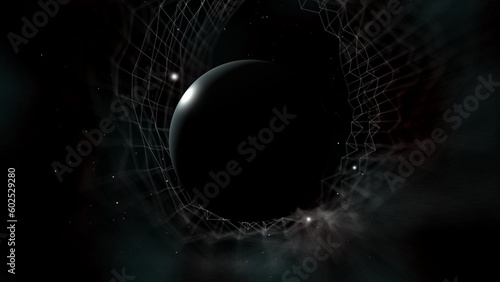 Planet in eerie wormhole time travel through geometric dark tunnel 