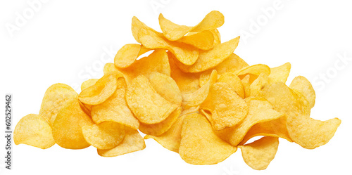 Delicious potato chips cut out