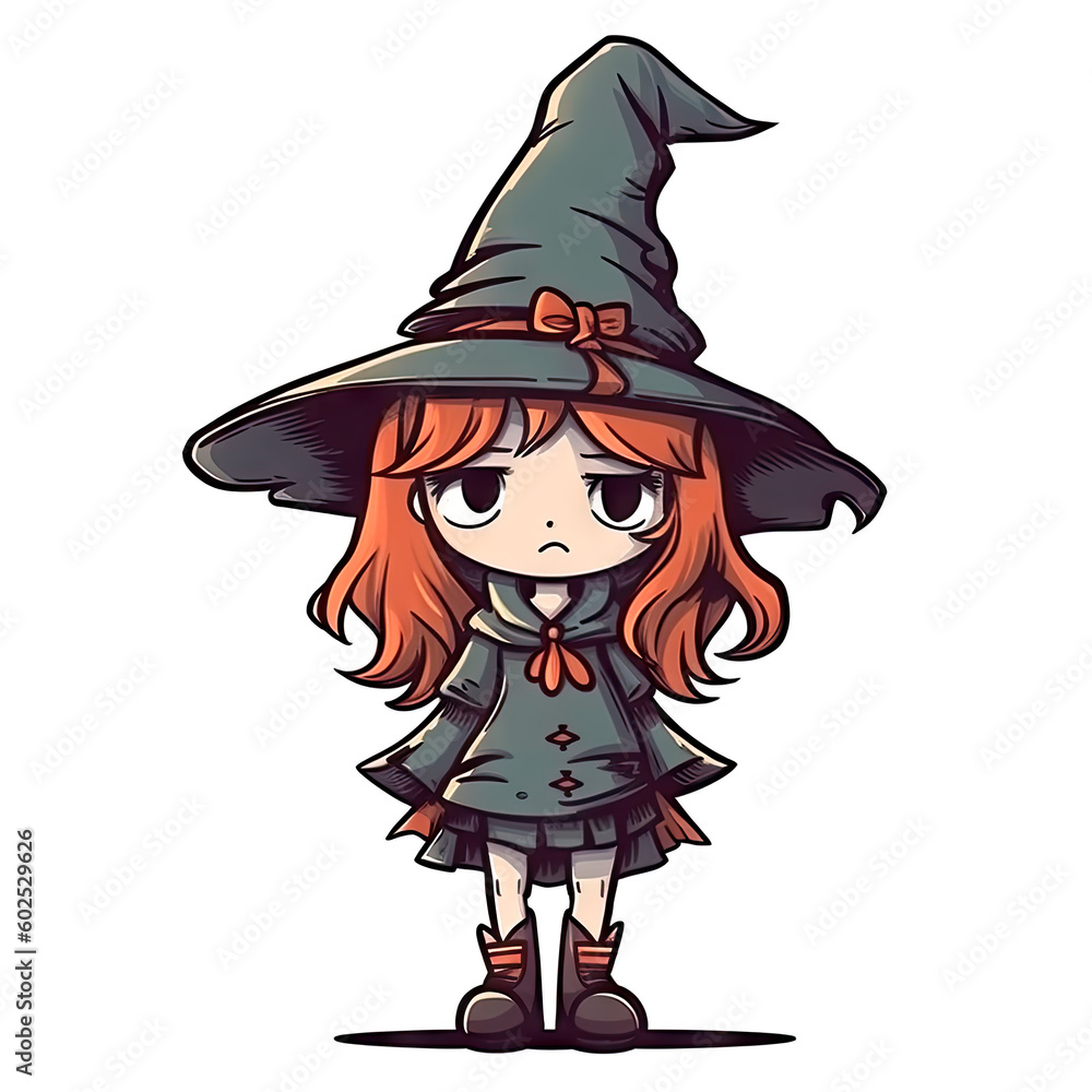 Funny illustration of witch ideal for t-shirt prints, stickers, mugs, sublimation and scrapbooking paper. Aii generative. Generative AI Funny illustration of witch ideal for t-shirt prints, stickers, mugs, sublimation and scrapbooking paper. Aii generative. Generative AI