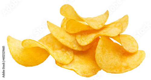 Delicious potato chips cut out