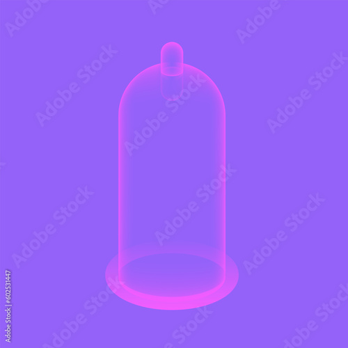 Neon inflated condom in a minimalistic style. Vector illustration