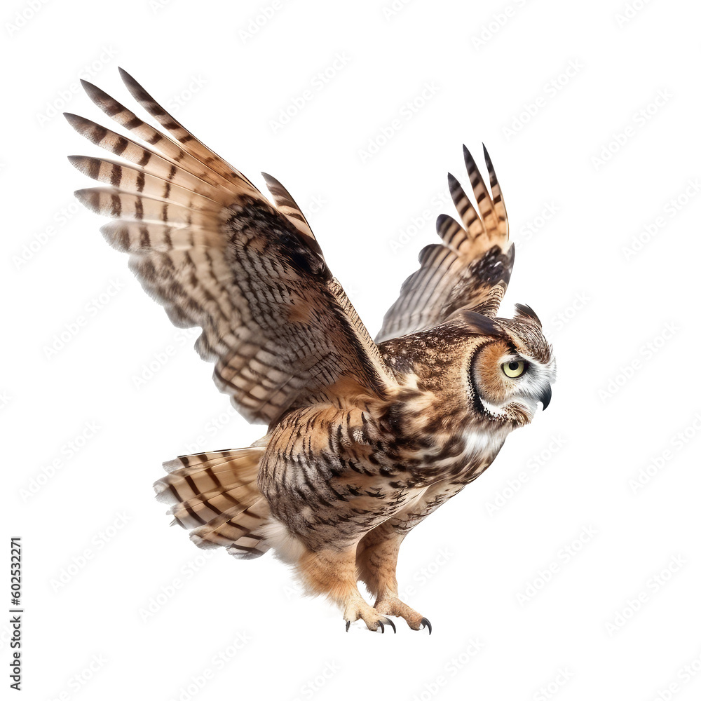 owl flying isolated on white owl flying isolated on white