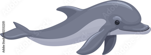 Bottlenose dolphin swimming vector illustration. Isolated on white background