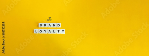 Brand Loyalty Banner, Icon and Concept. Letter Tiles on Yellow Background. Minimal Aesthetics.
