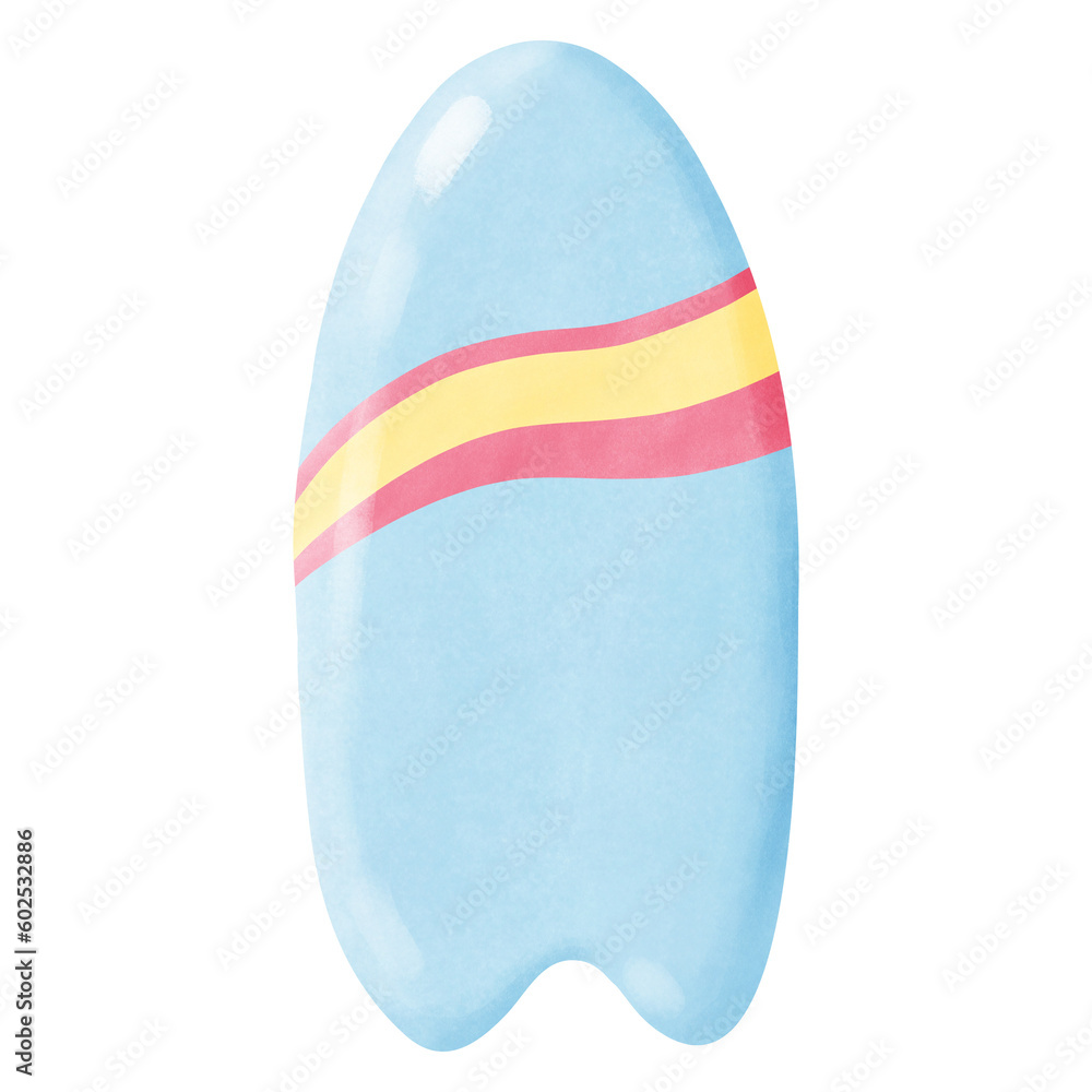 Cute surfboard watercolor illustration