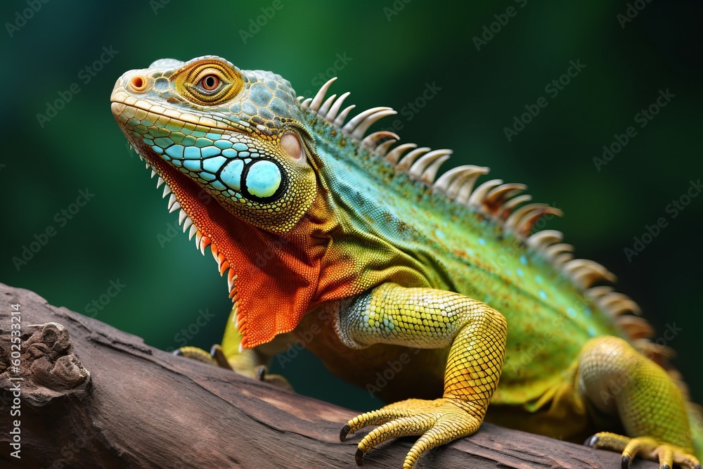 iguana on a tree stump iguana on a tree stump