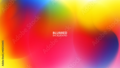 Bright blurred background with color gradients. Red, Yellow and Blue colors. Graphic template for creative design. Vector illustration.