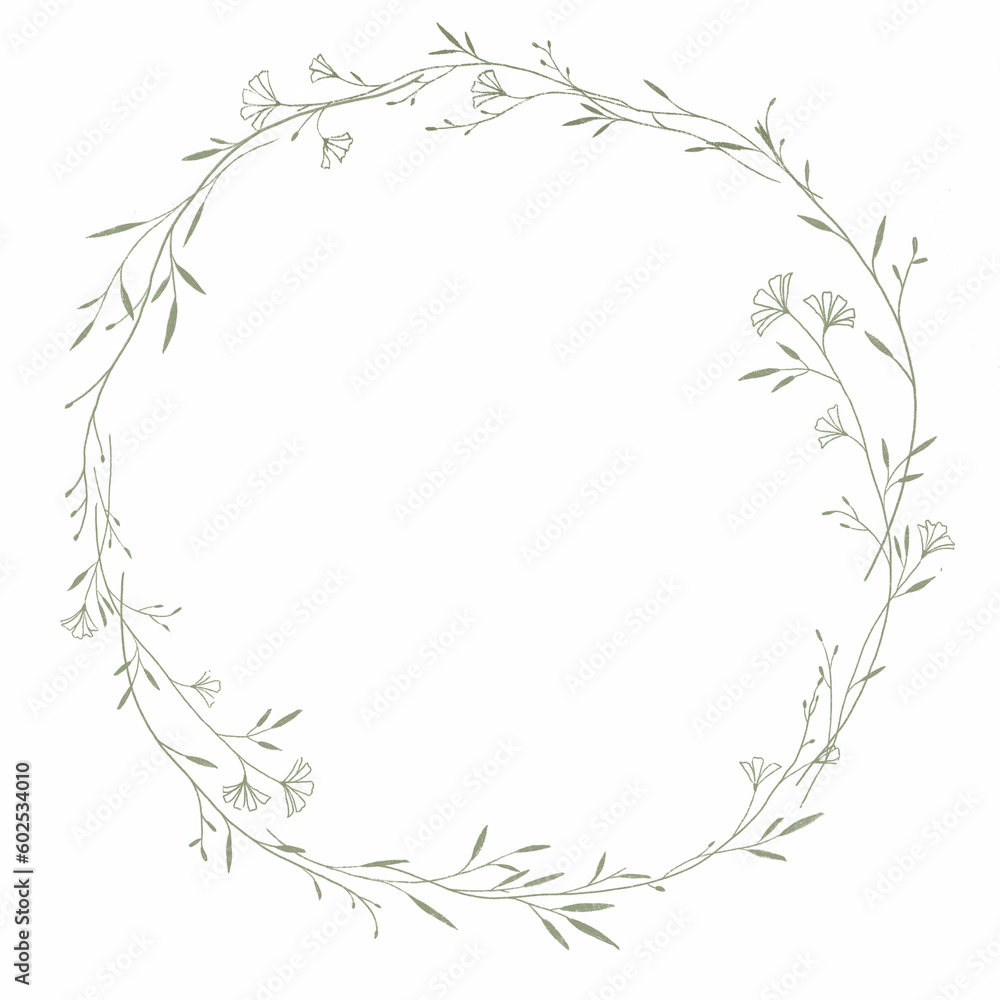 Beautiful clip art floral frame with hand drawn wild herbs and flowers. Stock illustration. Beautiful clip art floral frame with hand drawn wild herbs and flowers. Stock illustration.