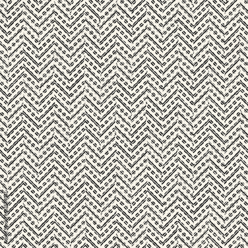 Monochrome Grain Stroke Textured Herringbone Pattern © cepera