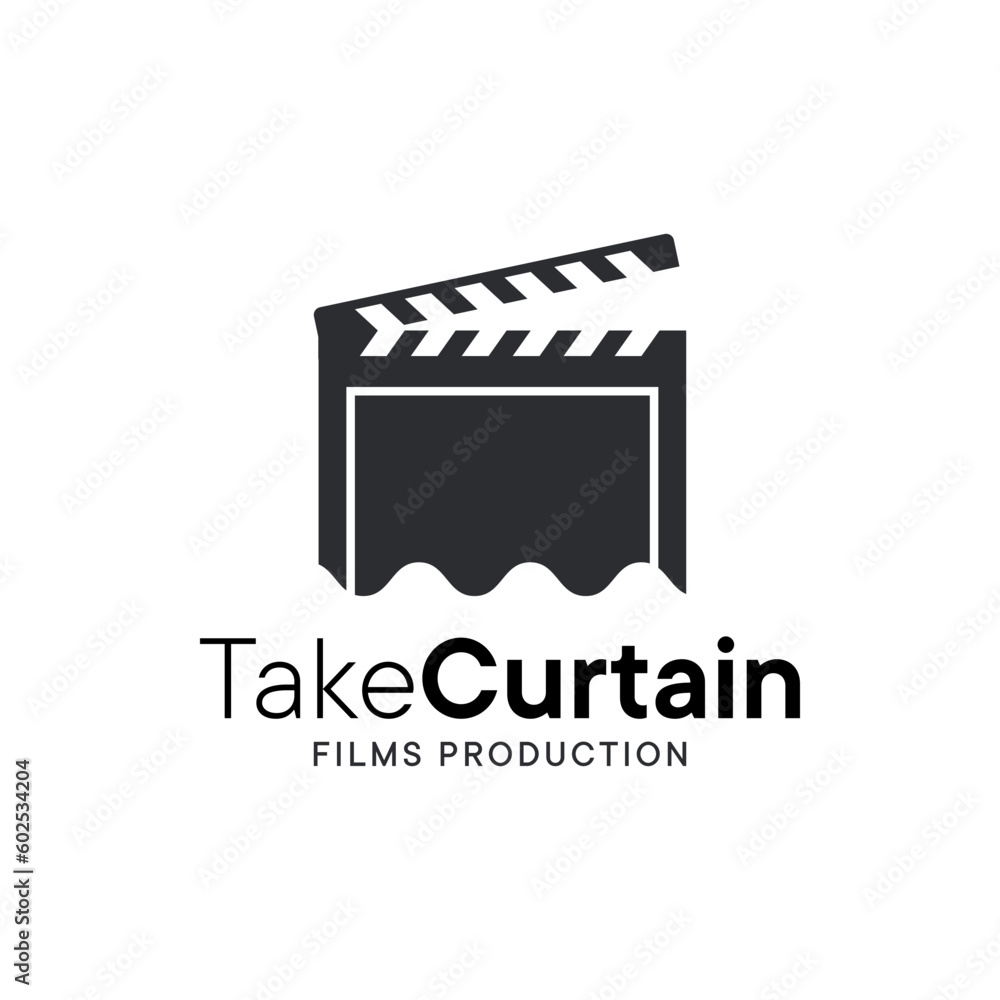 Take film and curtain combination logo. It is suitable for use as logos for film production companies.