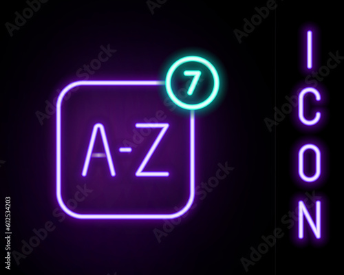Glowing neon line Online translator icon isolated on black background. Foreign language conversation icons in chat speech bubble. Translating concept. Colorful outline concept. Vector