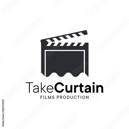 Take film and curtain combination logo. It is suitable for use as logos for film production companies.