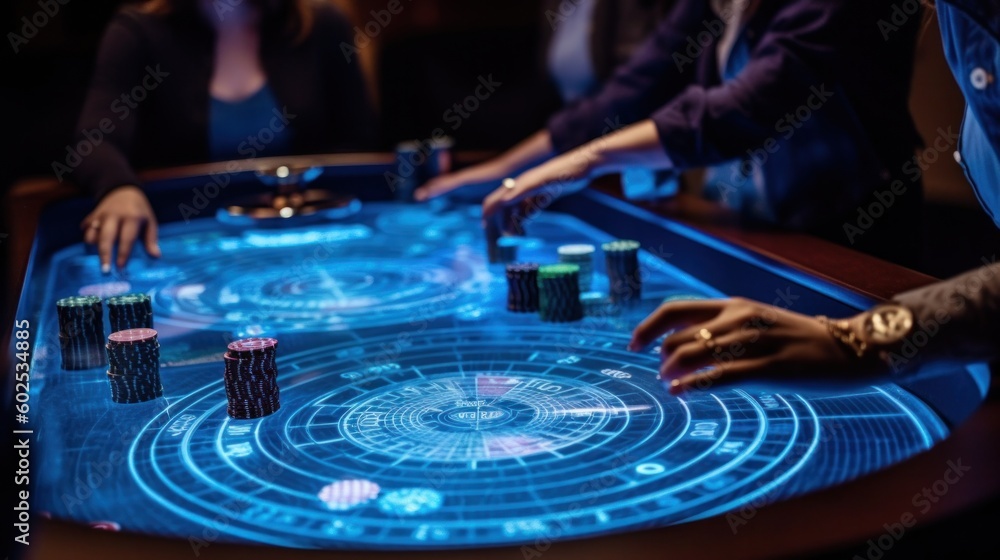Obraz premium Casino elements and people hand playing cards
